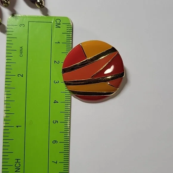 Multicolor Floral Leaf Drop Earrings and Enamel Stud Set - Women Jewelry - Picture 6 of 7